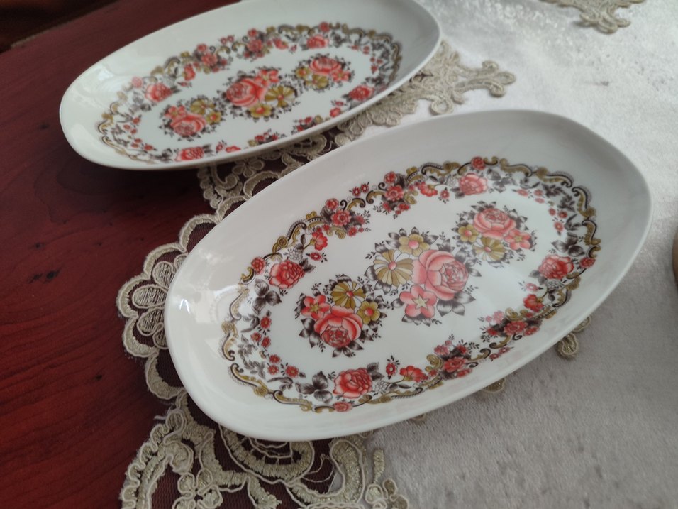 antika eskilerden Beyaz Çiçek Desenli melamin Tabak Seti - Görsel 2