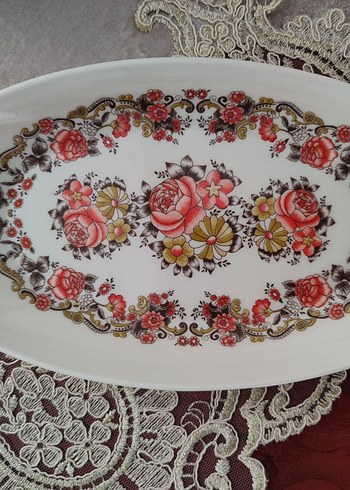 antika eskilerden Çiçek Desenli Beyaz melamin Tabak - Görsel 4