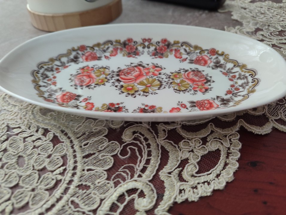 antika eskilerden Çiçek Desenli Beyaz melamin Tabak - Görsel 3