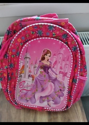 Pembe Çiçek Desenli Kız Çocuk Sırt Çantası