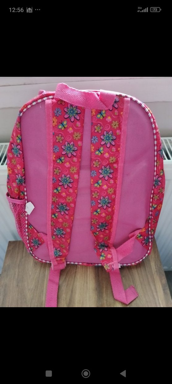 Pembe Çiçek Desenli Kız Çocuk Sırt Çantası - Görsel 3