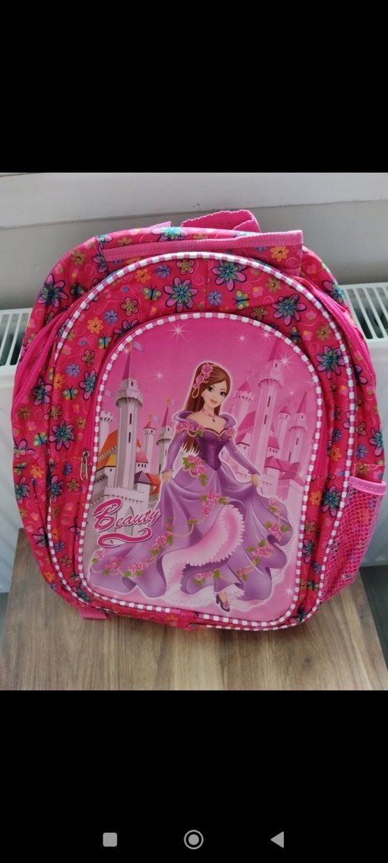 Pembe Çiçek Desenli Kız Çocuk Sırt Çantası - Görsel 2