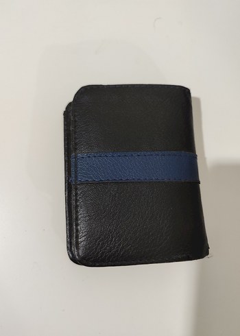 Deri Siyah Erkek Cüzdanı Mavi Şeritli - Görsel 7