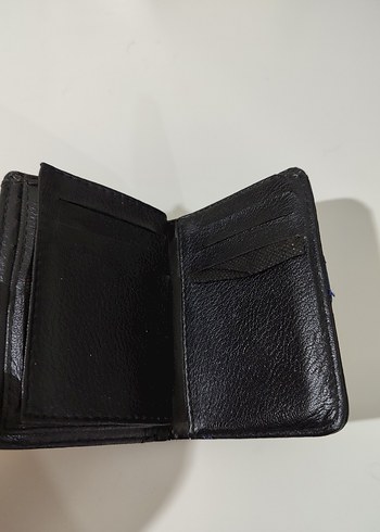 Deri Siyah Erkek Cüzdanı Mavi Şeritli - Görsel 2