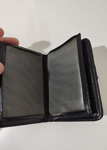 Deri Siyah Erkek Cüzdanı Mavi Şeritli - Görsel 3