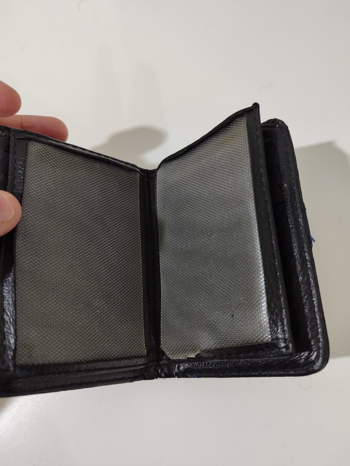 Deri Siyah Erkek Cüzdanı Mavi Şeritli - Görsel 3