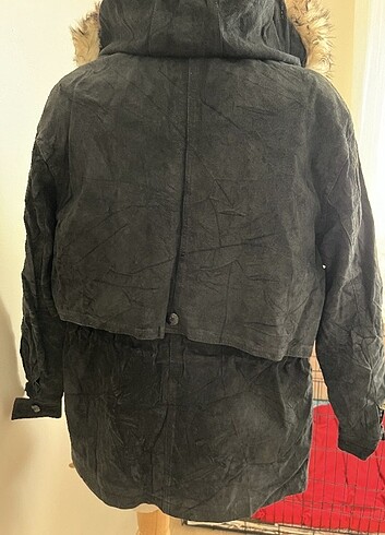 Diğer Vintage siyah süet oversize parka