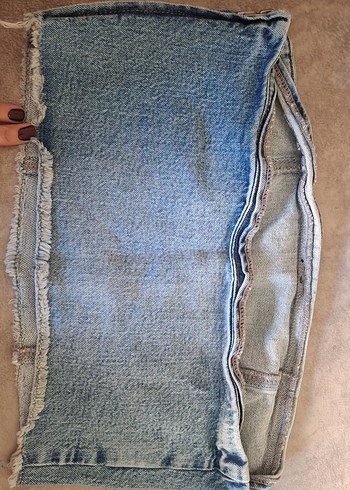 Pull and Bear Mavi Kot Kumaşlı Mini Straplez Büstiyer Pull&Bear