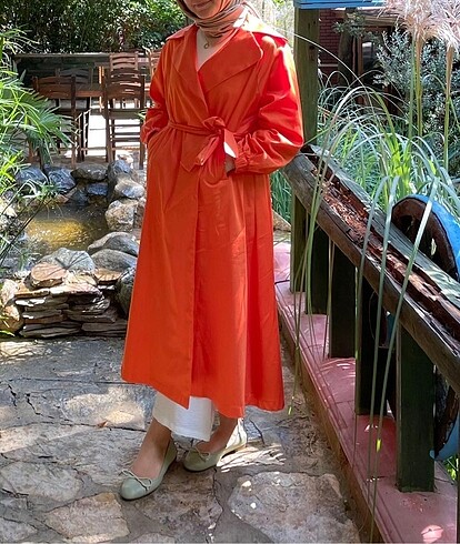 Turuncu seyyar kemerli kimono