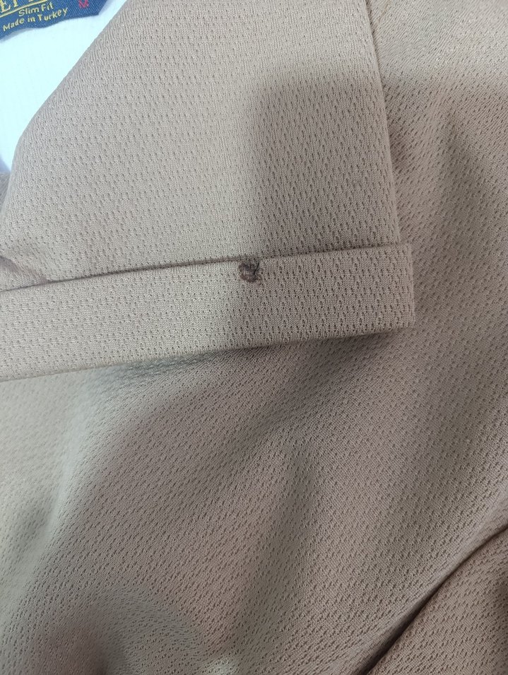 Bej Kısa Kollu Düğmeli Erkek Gömlek - Görsel 4