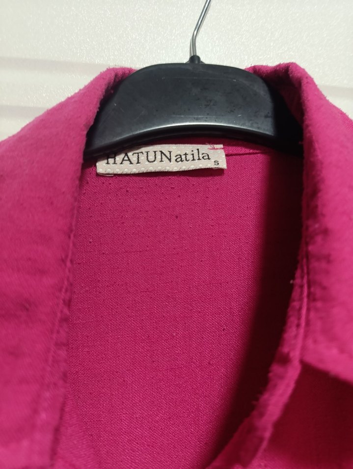 Pembe Uzun Kollu Nakışlı Kadın Gömlek - Görsel 2