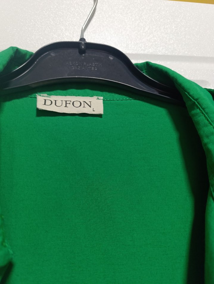 Yeşil Uzun Kollu Kadın Keten Gömlek - Görsel 2