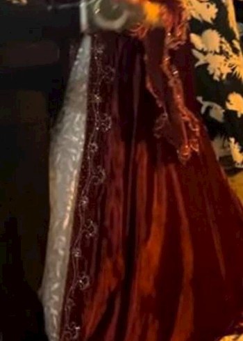 Kırmızı İşlemeli Uzun Kollu Kadın Kına Elbisesi - Görsel 4