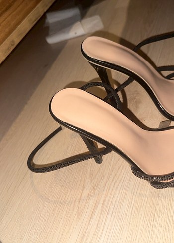 Diğer Siyah Yılan Desenli Stiletto Topuklu Kadın Ayakkabı
