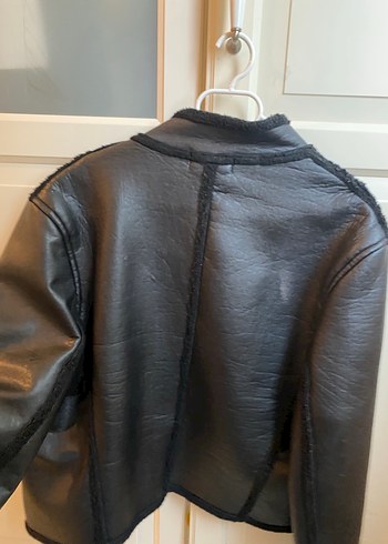 Kadın Siyah Deri Fermuarlı Ceket - Görsel 4