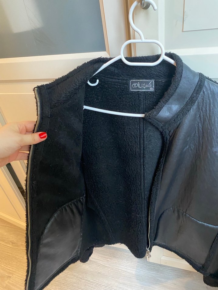 Kadın Siyah Deri Fermuarlı Ceket - Görsel 3