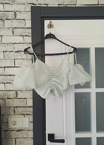 Balon Kollu Crop Top Mint