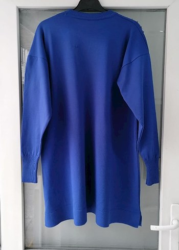 Boncuk Detaylı Uzun Kollu Mavi Salaş Tunik - Görsel 2