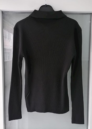 Düğmeli Siyah Kadın Triko Kazak - Görsel 2