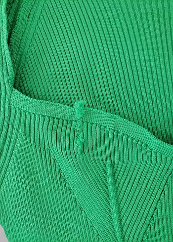 Yeşil Drapeli Uzun Kollu Kadın Elbise - Görsel 3