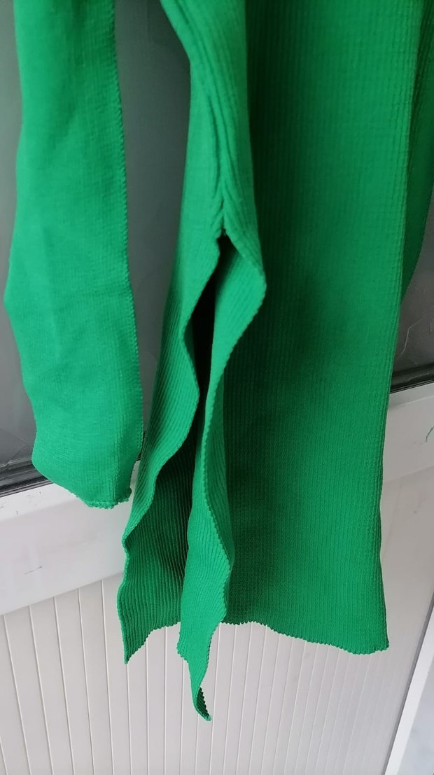 Yeşil Drapeli Uzun Kollu Kadın Elbise - Görsel 5