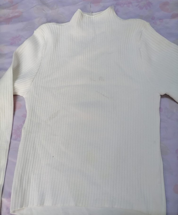 Beyaz Kadın Boğazlı Triko Kazak - Görsel 2