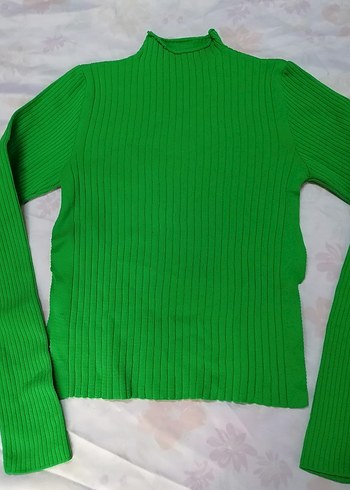 Yeşil Kadın Boğazlı Triko Kazak - Görsel 2