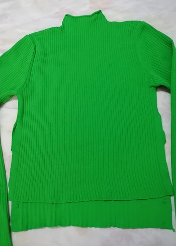 Yeşil Kadın Boğazlı Triko Kazak - Görsel 3