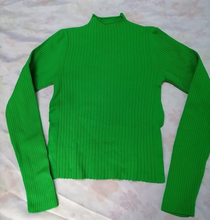 Yeşil Kadın Boğazlı Triko Kazak - Görsel 2