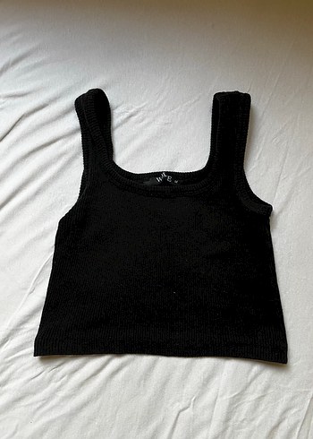 Diğer Siyah Fitilli Crop Top
