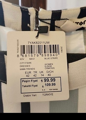 Çizgili, Diz Altı, Kolsuz, Atlet Yaka 42 Beden Kadın Elbise - Görsel 4