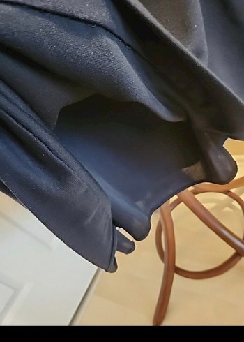 Uzun Siyah Kadın Ofis Elbisesi Yaka Detaylı 40/42/44 Uyumlu - Görsel 3