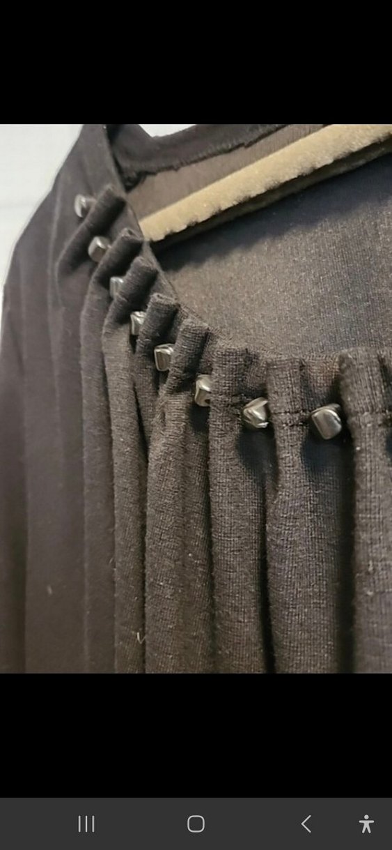 Uzun Siyah Kadın Ofis Elbisesi Yaka Detaylı 40/42/44 Uyumlu - Görsel 2