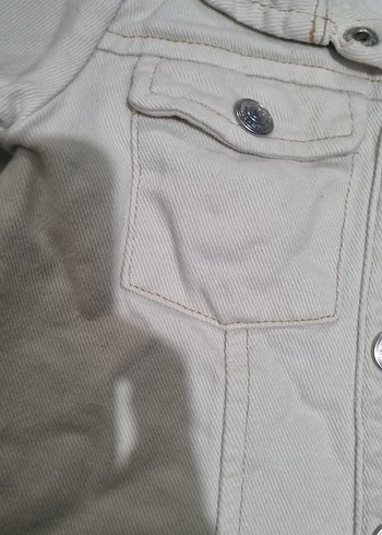 Bej Kız Çocuk Düğmeli Keten Ceket - Görsel 4