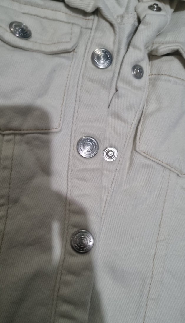 Bej Kız Çocuk Düğmeli Keten Ceket - Görsel 3