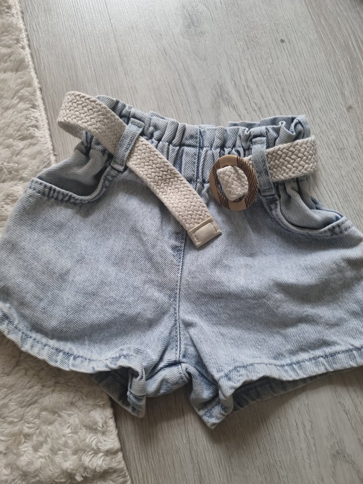 Kemerli Gri Denim Kız Şortu - Görsel 2