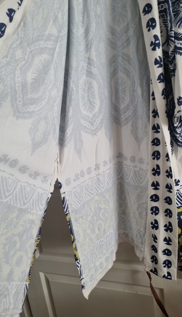 Bohem Tarzı Desenli Koyu Mavi kimona - Görsel 4