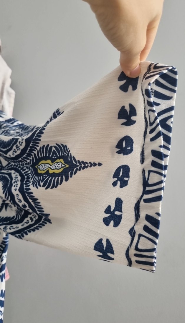 Bohem Tarzı Desenli Koyu Mavi kimona - Görsel 3