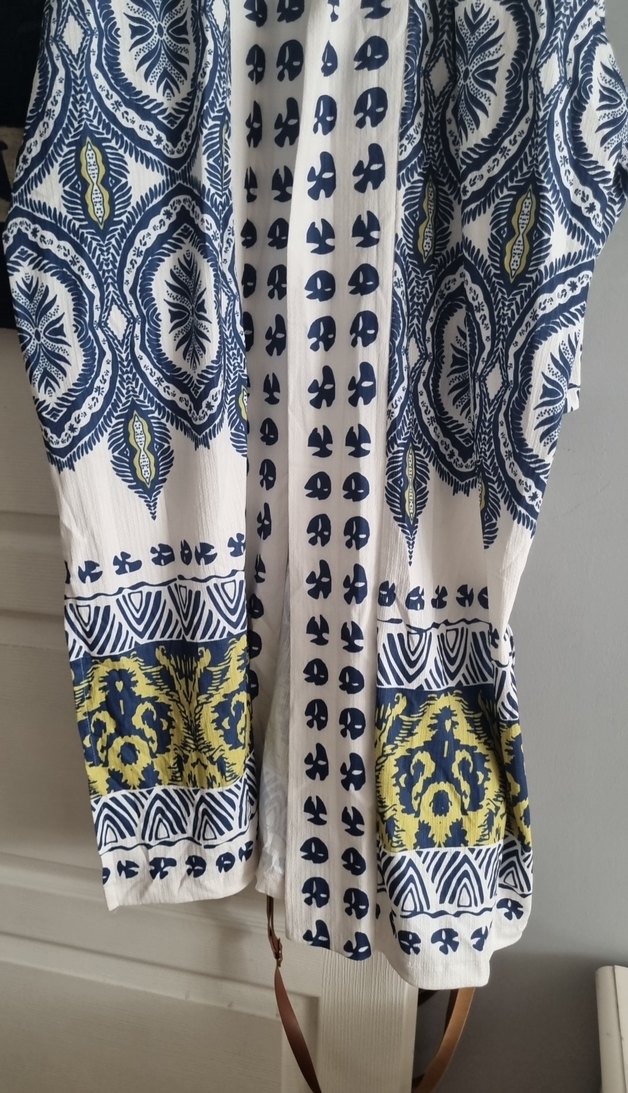 Bohem Tarzı Desenli Koyu Mavi kimona - Görsel 2