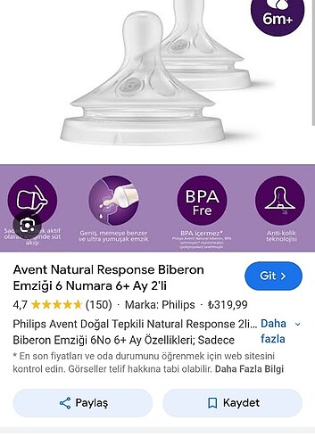 Philips Avent+3 biberon başlığı 1 adet