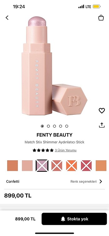 Fenty beauty ürün satıldı