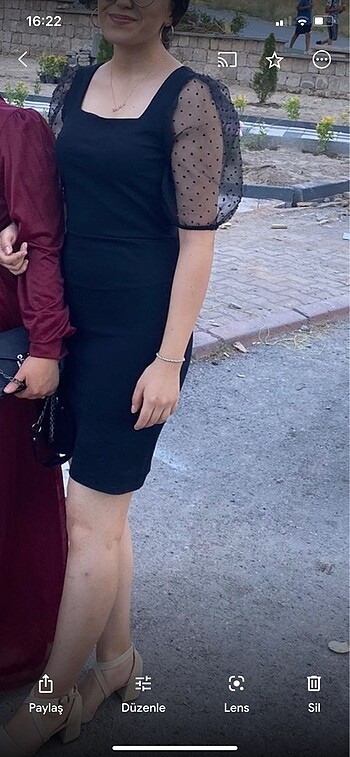 s Beden siyah Renk lcw kare yaka pamuklu elbise
