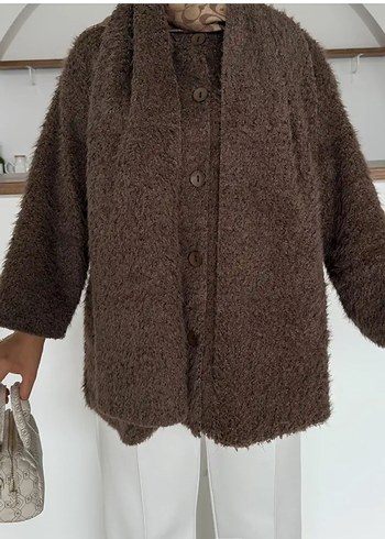 universal Beden Kahverengi Peluş Kadın Panço