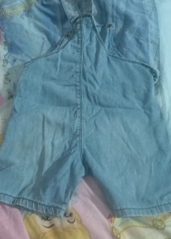 12-18 Ay Beden Kız Çocuk Düğmeli Mavi Denim Tulum