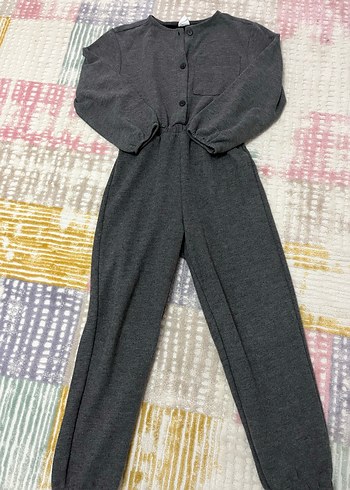 Düğmeli Gri tulum - Görsel 2