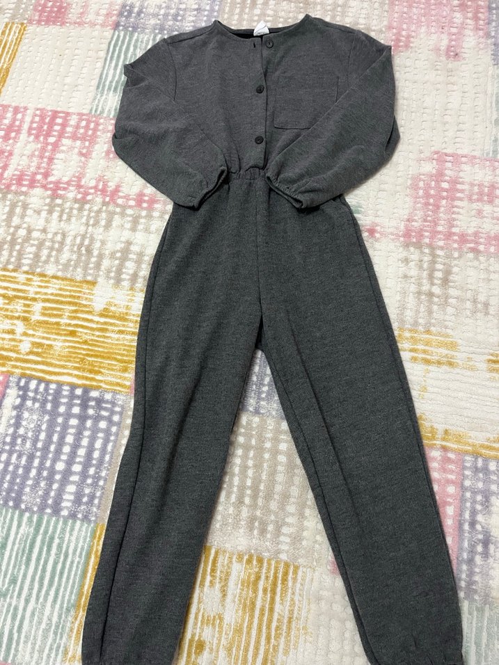 Düğmeli Gri tulum - Görsel 2