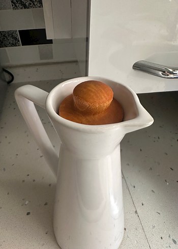 Beyaz Seramik Yağdanlık bambu Kapaklı