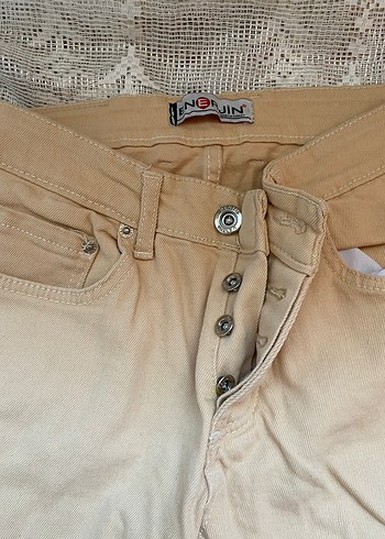 Bej Düğmeli Kadın Pantolon