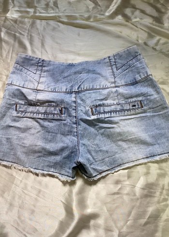 Diğer Düğmeli Mavi Mini Denim Şort