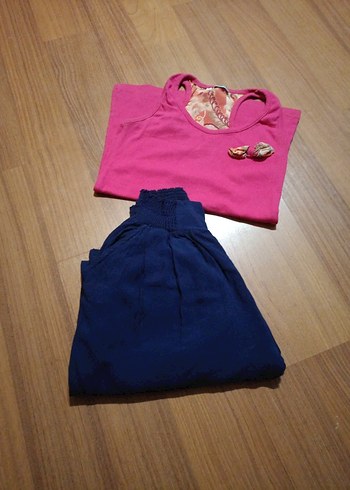 Fit Pembe Üst ve Lacivert yazlık kumaş pantolon - Görsel 2